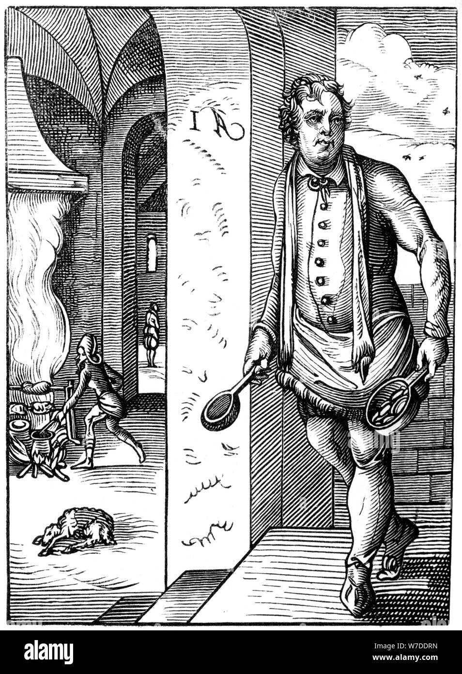 La cuoca del XVI secolo (1849).Artista: Jost Amman Foto Stock