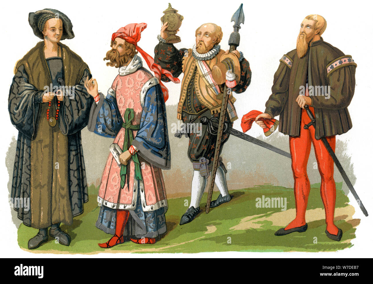 Costumi, XVI secolo (1849).Artista: Edward può Foto Stock