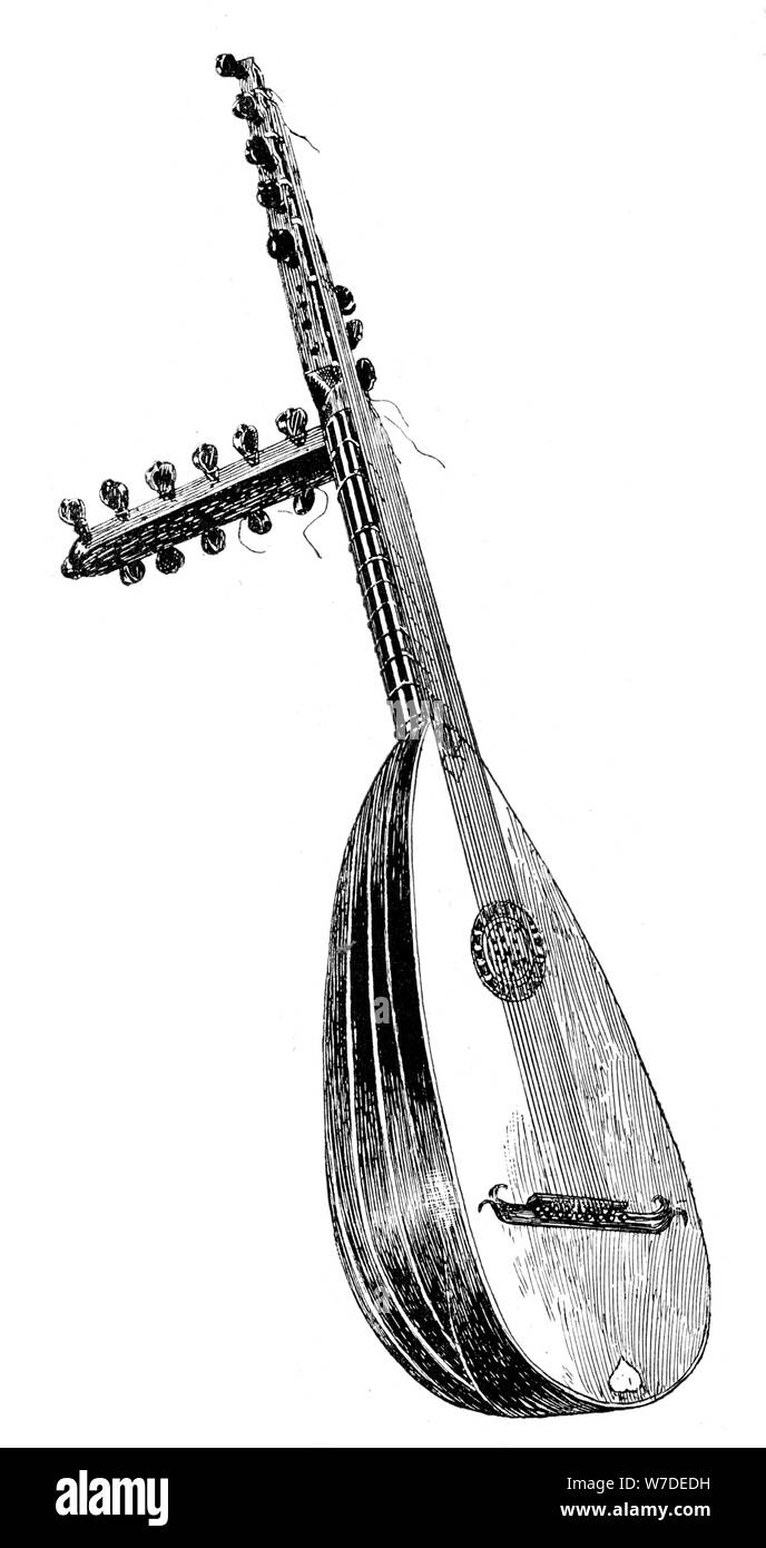 Italian tiorba, XVI secolo (1901). Artista: sconosciuto Foto Stock