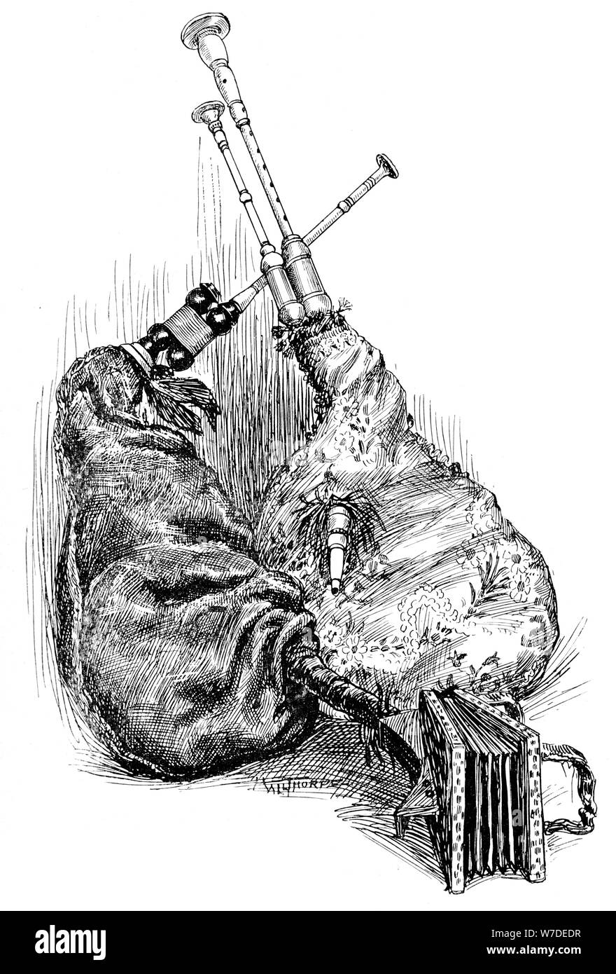 Un musette e un cornemuse, 1901. Artista: sconosciuto Foto Stock