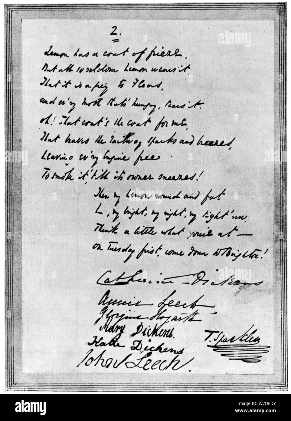 Rhyming lettera da Charles Dickens per contrassegnare il limone, a metà del XIX secolo (1901). Artista: sconosciuto Foto Stock