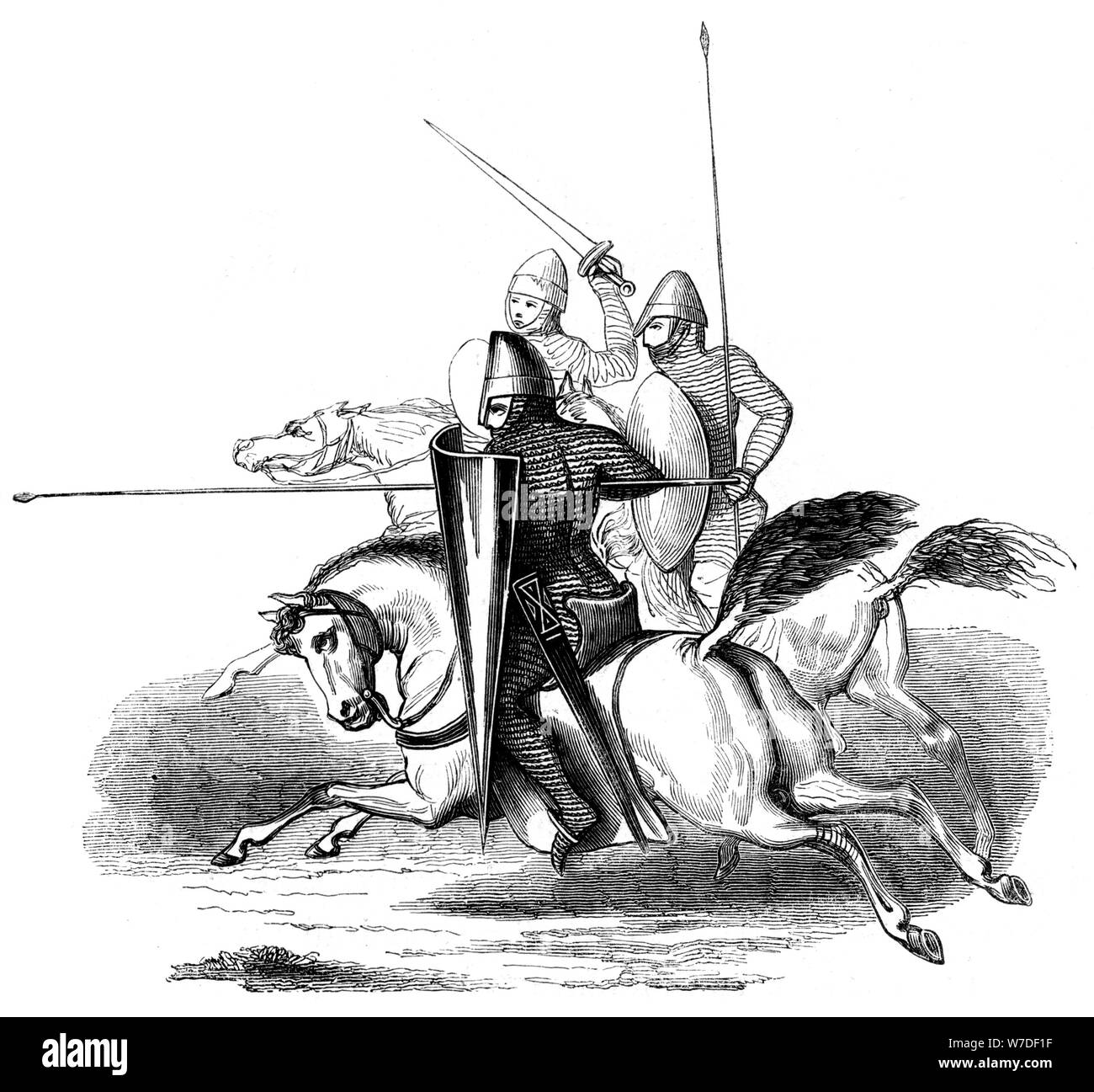 I Cavalieri Del Re Luigi VI di Francia, c xiv secolo (1849). Artista: sconosciuto Foto Stock