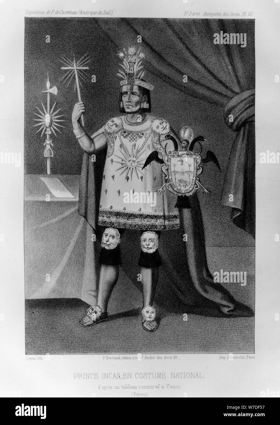 Il principe Inca, costume nazionale, 1852. Artista: Jacques Francois Gauderique Llanta Foto Stock