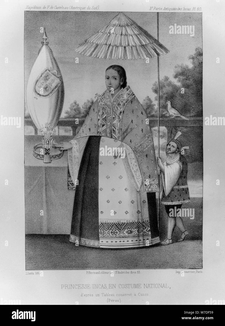 La principessa Inca, costume nazionale, 1852. Artista: Jacques Francois Gauderique Llanta Foto Stock