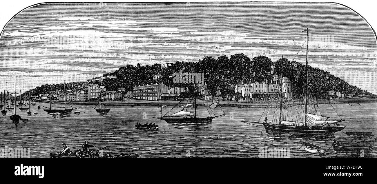 Cowes Harbour, Isle of Wight, fine del XIX secolo. Artista: sconosciuto Foto Stock