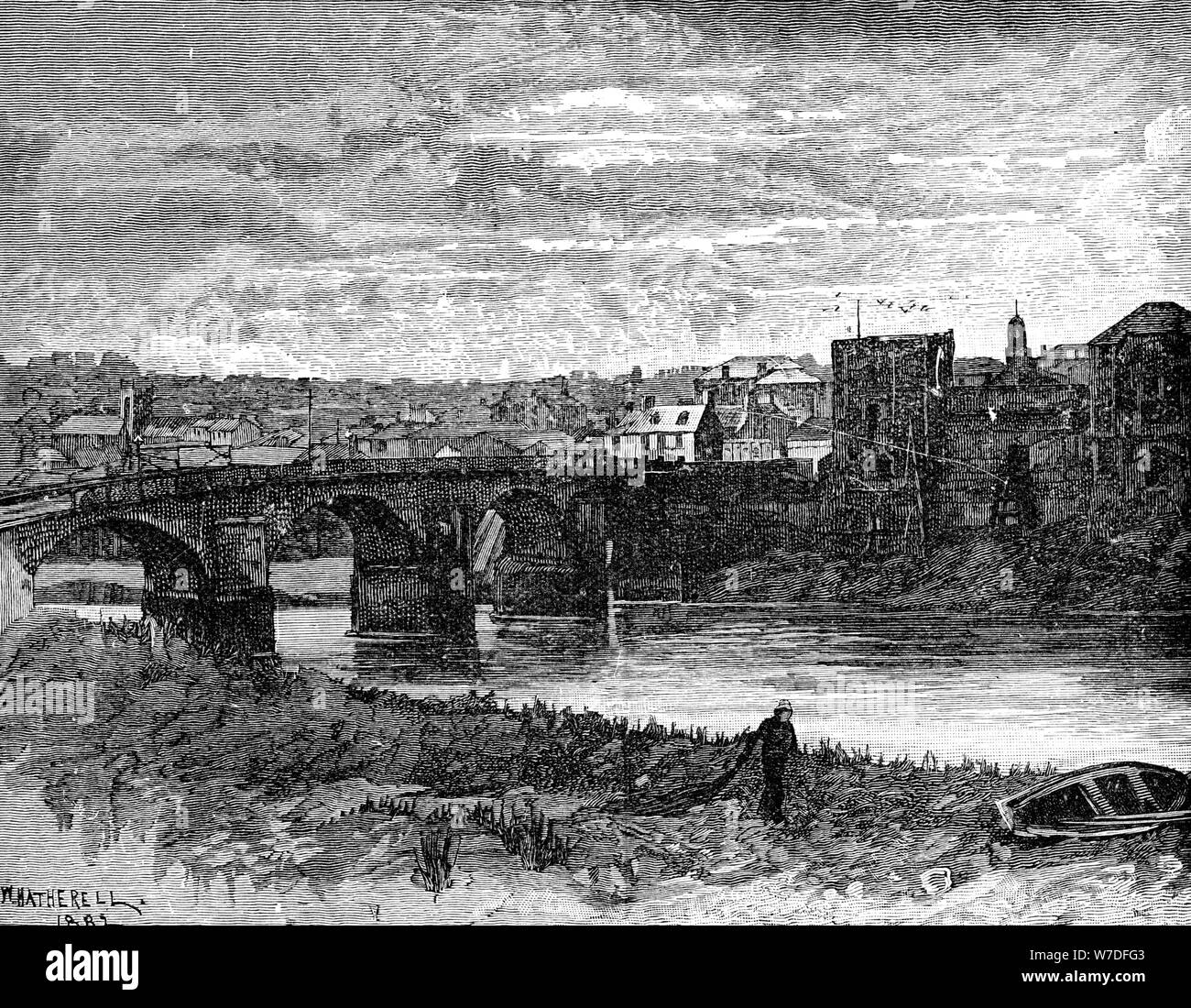 Newport il castello e il ponte, Newport, Galles, 1900. Artista: sconosciuto Foto Stock