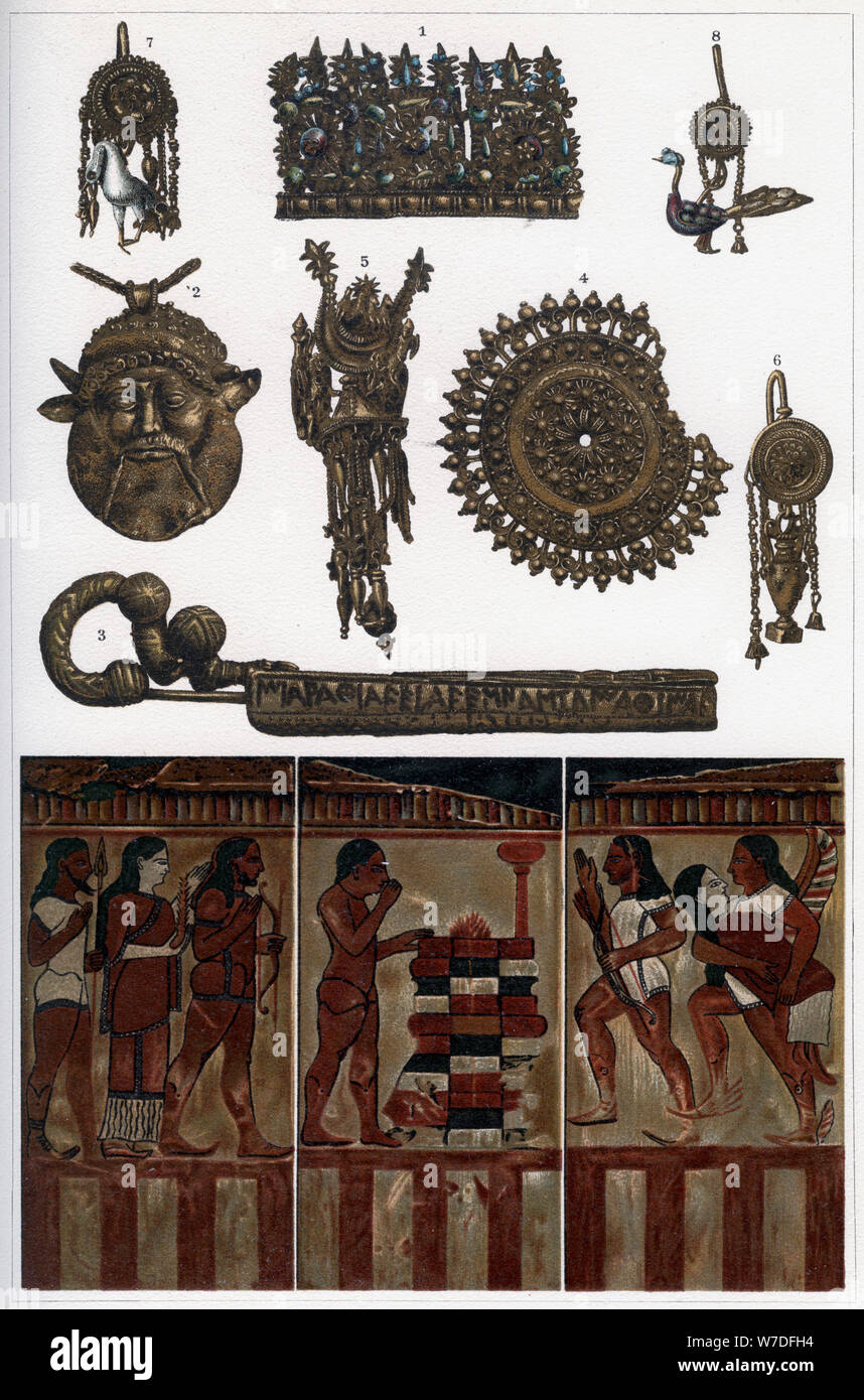 Antichità etrusche da Clusium, Vulsinii, Vulci e Caere, 1902.Artista: Ernst Heinemann Foto Stock