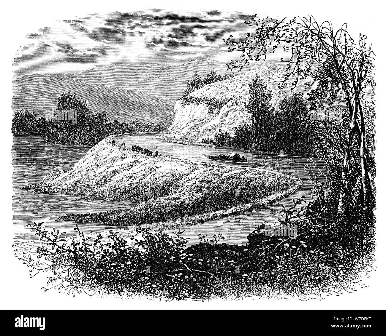 La James River e la campagna vicino a Richmond, Virginia, Stati Uniti d'America, del xix secolo. Artista: sconosciuto Foto Stock