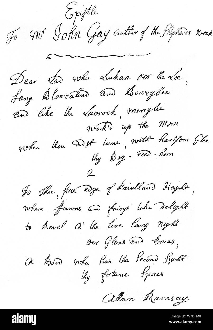 Una lettera da Allan Ramsay a John Gay, XVIII secolo (1840). Artista: sconosciuto Foto Stock