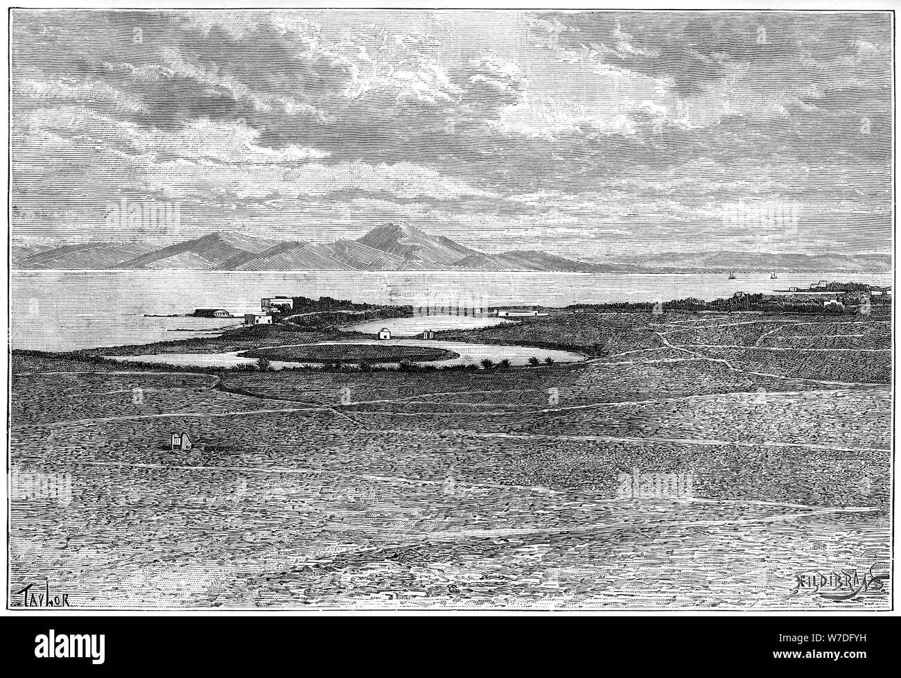 Vecchi porti di Cartagine, Tunisia, c1890. Artista: Hildibrand Foto Stock