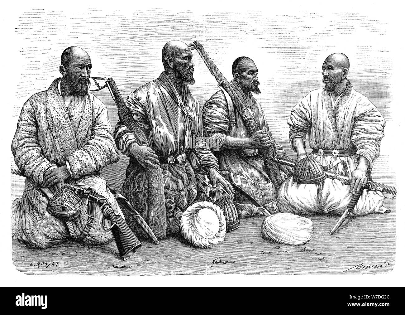 Tipi e costumi da Turkestan cinese, c1890. Artista: Un Bertrand Foto Stock
