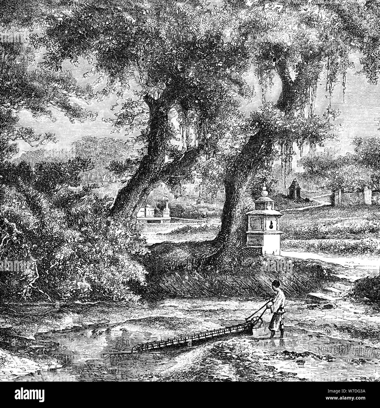 Pompa di irrigazione, Cina del Sud, c1890. Artista: sconosciuto Foto Stock