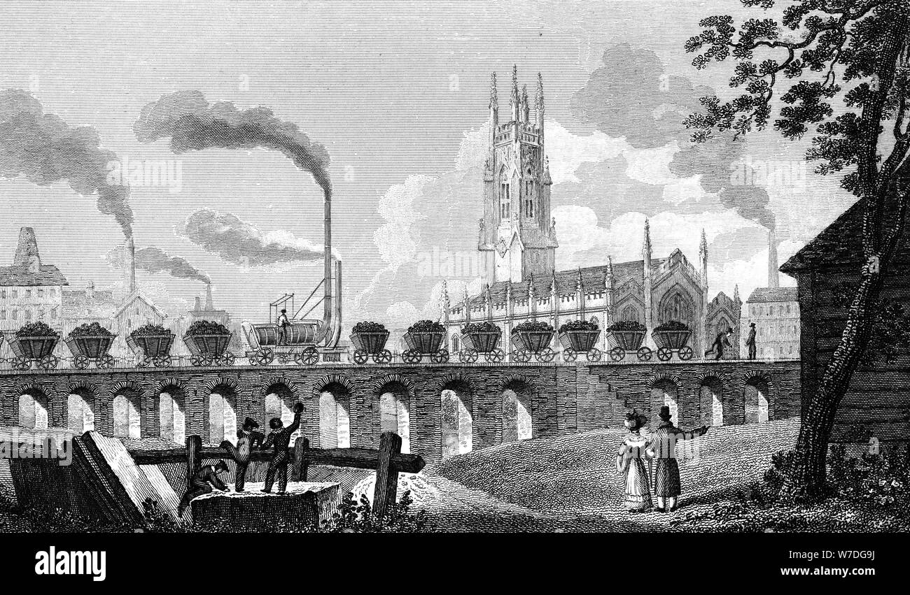 La Chiesa di Cristo e del carbone Staith, Leeds, West Yorkshire, 1829.Artista: T Owen Foto Stock