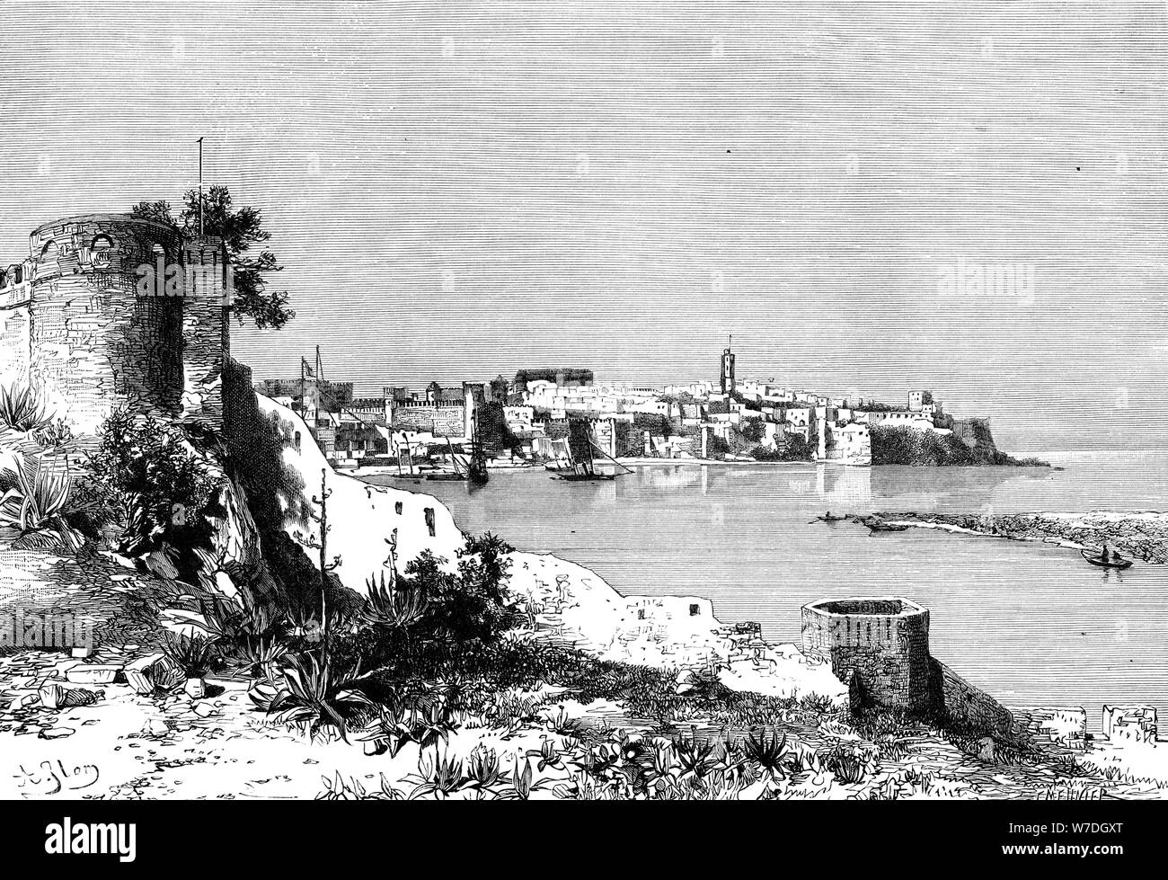 Rabat e la foce del fiume Bu-Regrag, Marocco, 1895.Artista: Meunier Foto Stock