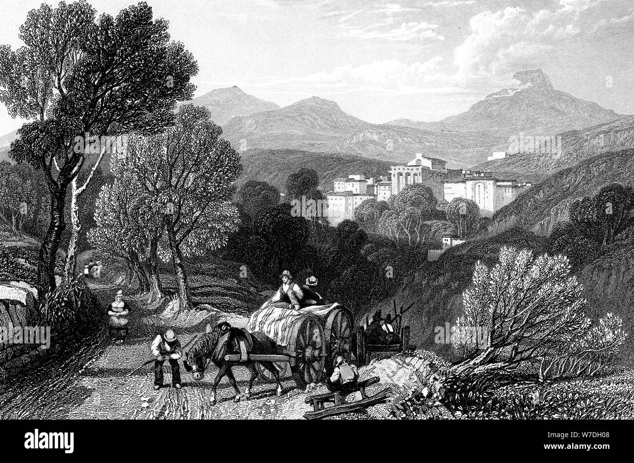 L'approccio di ROYAT, Francia, 1838.Artista: JC Varrall Foto Stock
