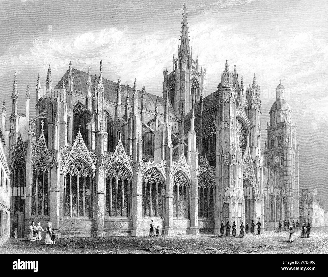 Cattedrale di Evreux, Evreux, Francia, 1836.Artista: Benjamin le chiocciole Foto Stock