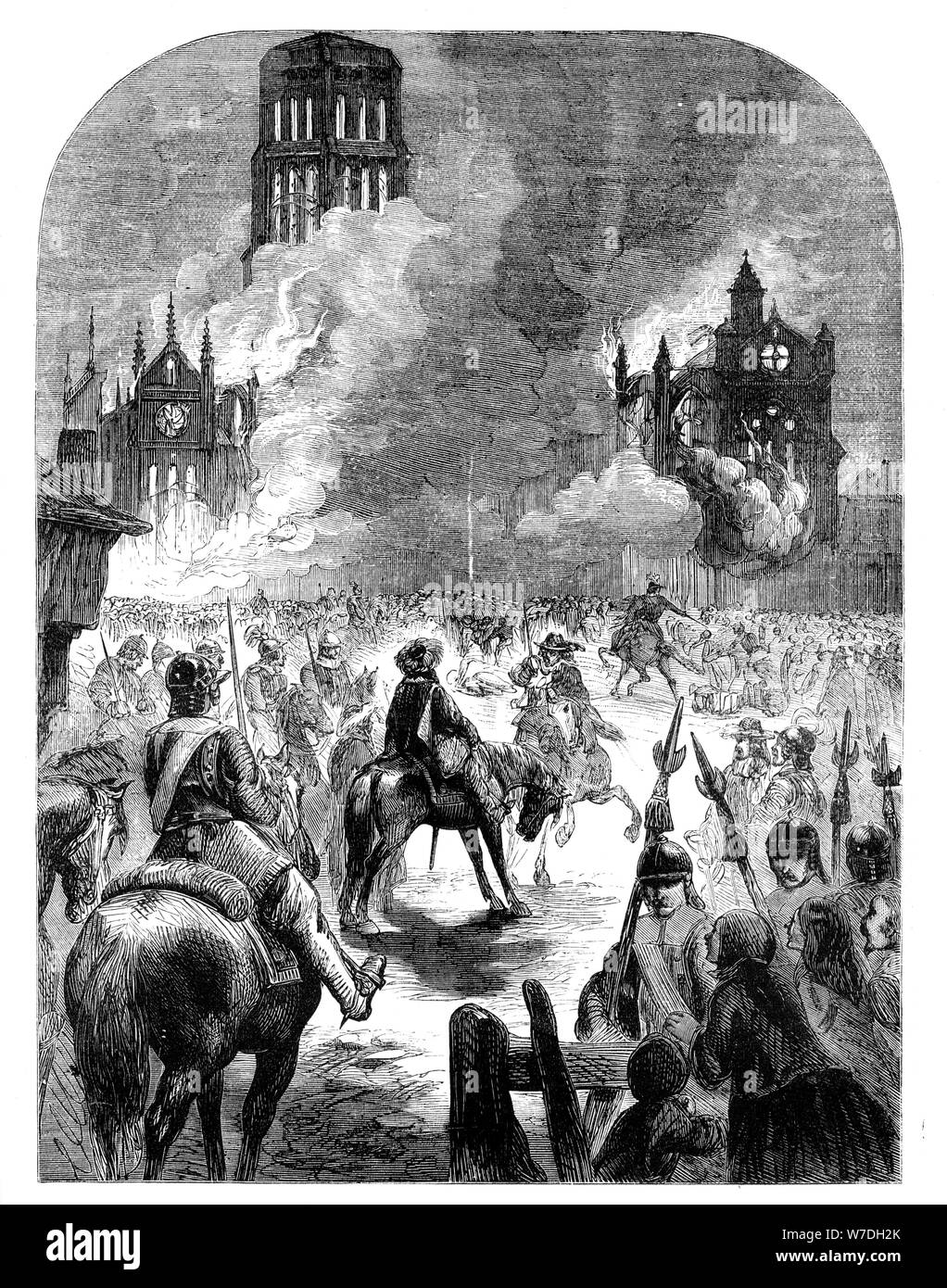 La combustione della Cattedrale di San Paolo durante il Grande Incendio di Londra, c1902. Artista: sconosciuto Foto Stock