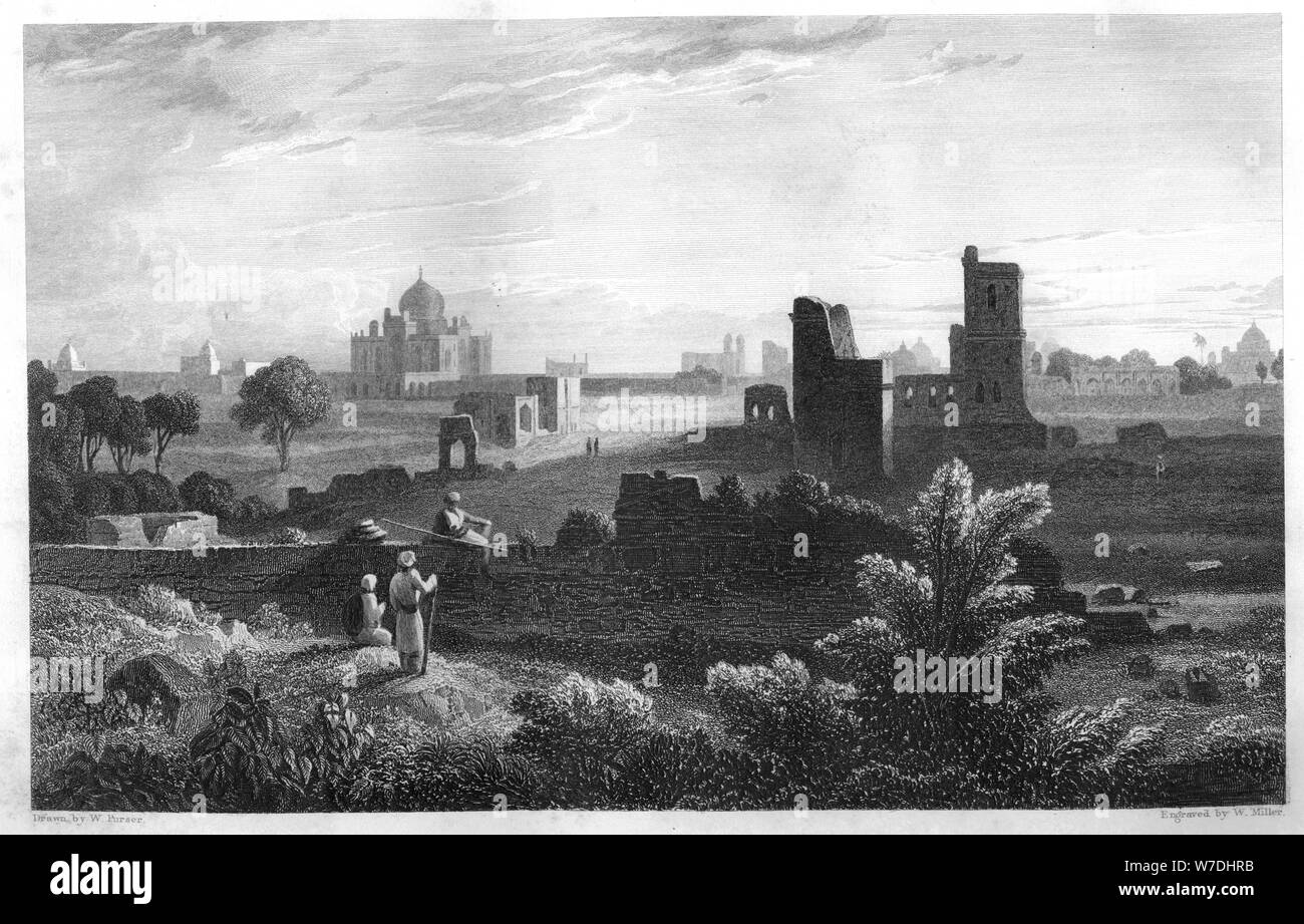 La tomba di Humaioon, Delhi, India, c1860.Artista: W Miller Foto Stock