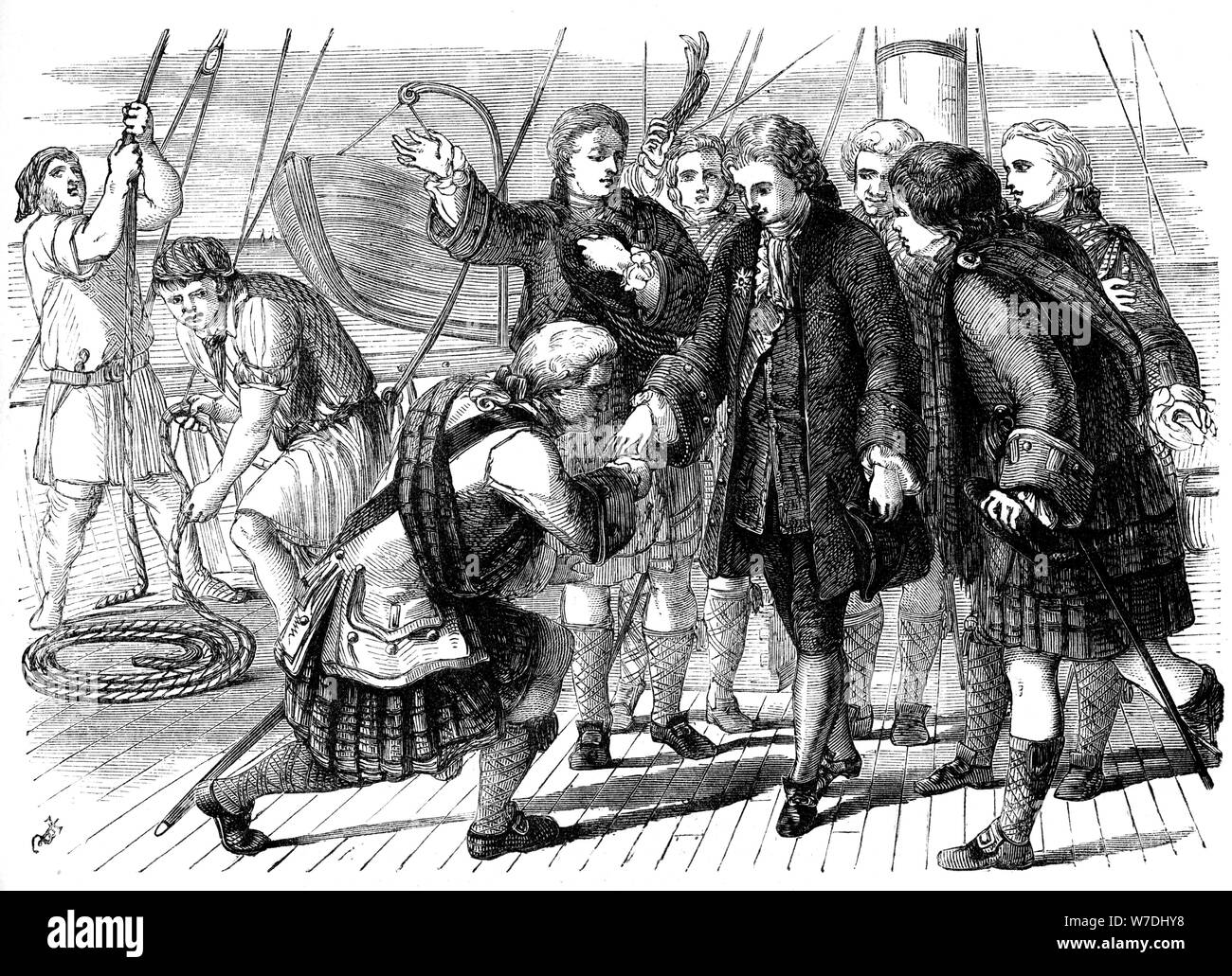 Prestazione di giuramento di fedeltà al principe Carlo Stuart, XVIII secolo (XIX secolo). Artista: sconosciuto Foto Stock