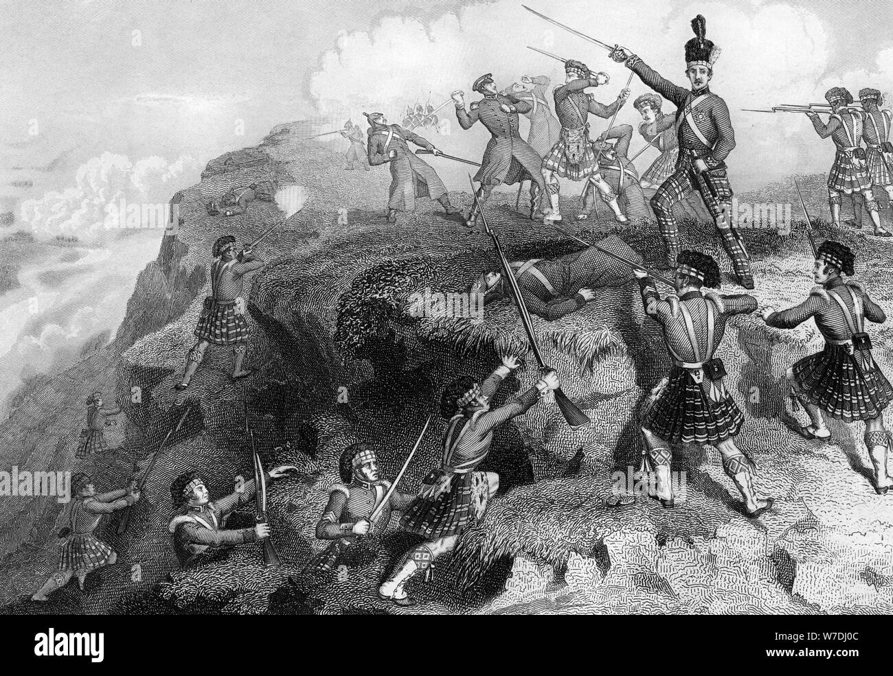 I montanari che attacca la Federazione Redoubt, la battaglia di Alma, 1854, (1857). Artista: DJ Pound Foto Stock