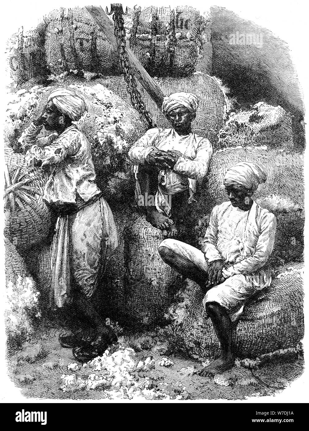 Un mercato di cotone a Bombay, India, xix secolo. Artista: sconosciuto Foto Stock