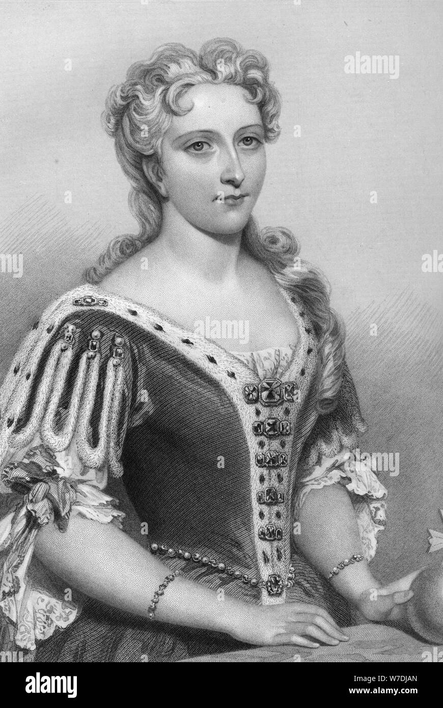 Caroline di Brandenburg-Ansbach (1683-1737), regina consorte del re Giorgio II, 1851.Artista: John Brown Foto Stock