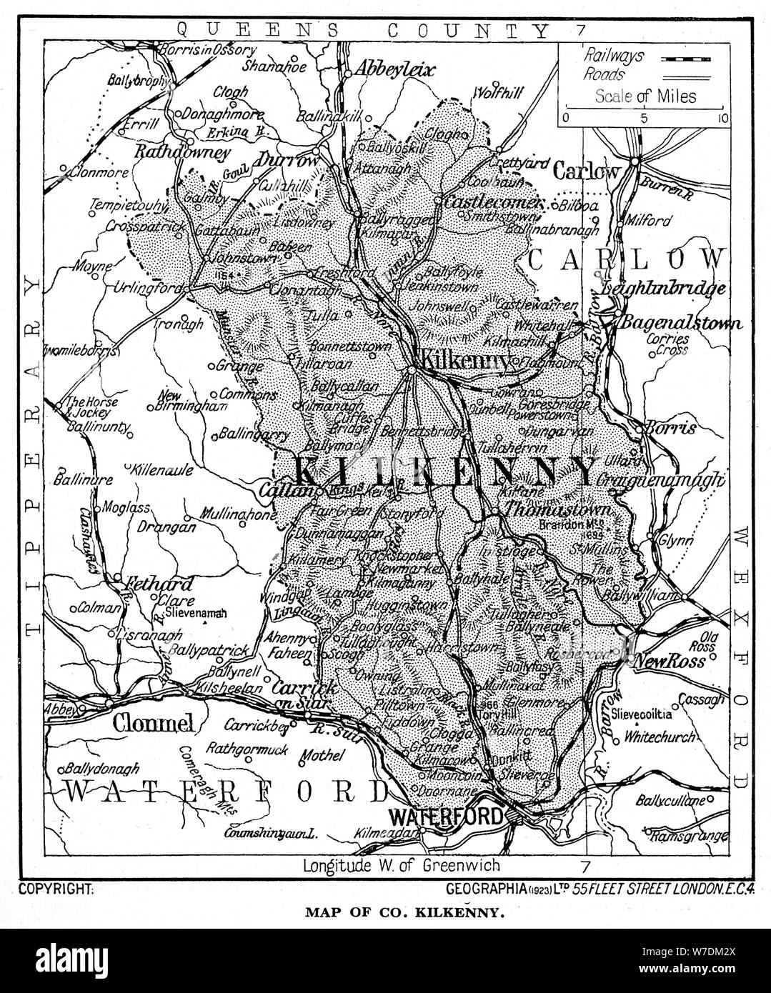 Mappa della Contea di Kilkenny, Irlanda, 1924-1926. Artista: sconosciuto Foto Stock