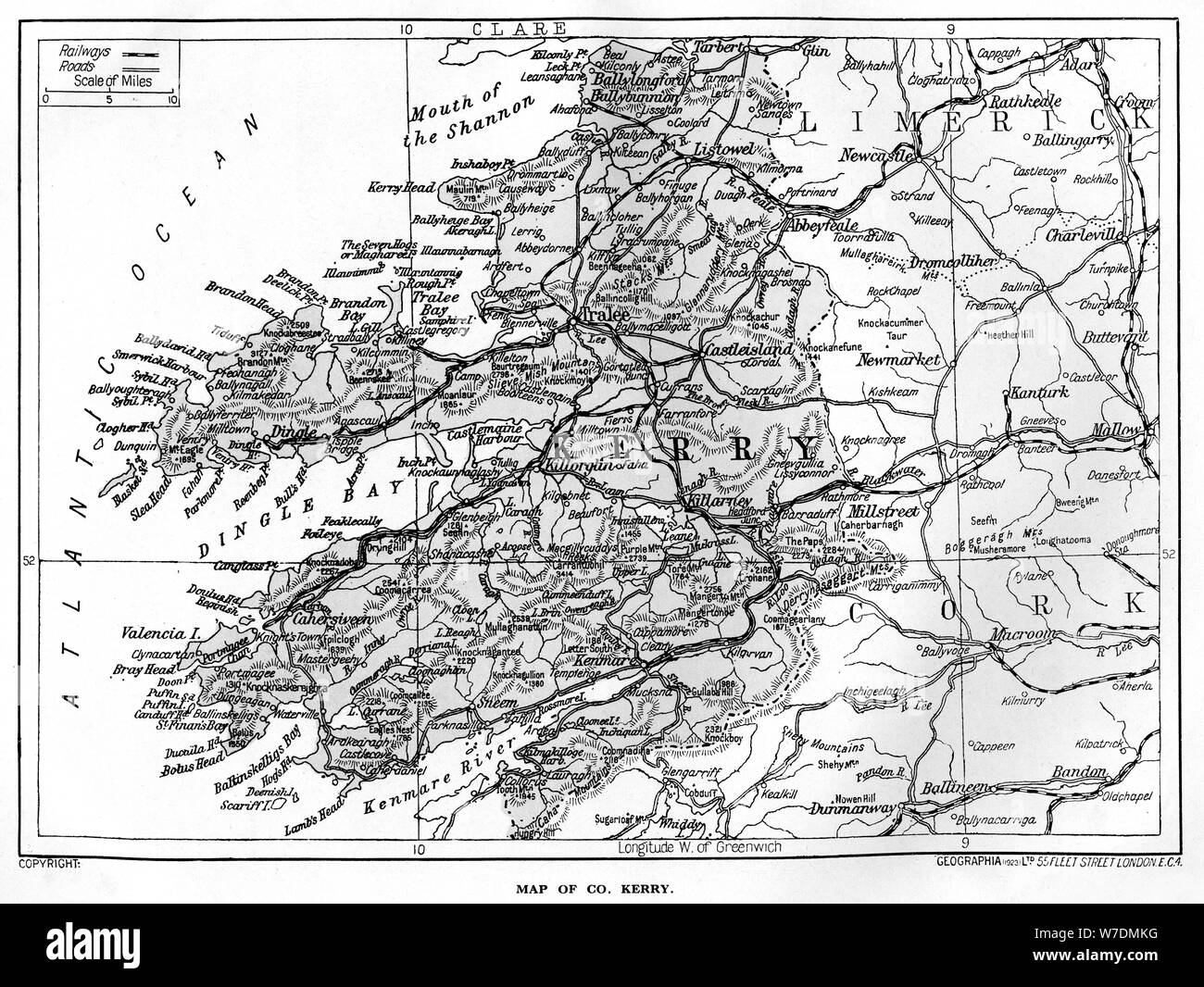 Mappa della Contea di Kerry, Irlanda, 1924-1926. Artista: sconosciuto Foto Stock