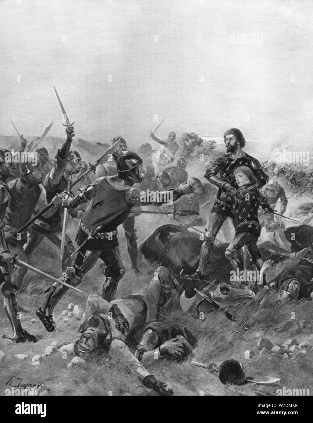 Battaglia di Poitiers, Francia, 1356. Artista: sconosciuto Foto Stock
