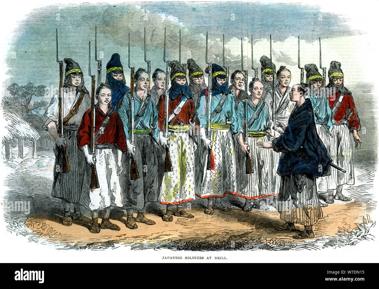 "I soldati giapponesi a praticare', 1864. Artista: sconosciuto Foto Stock