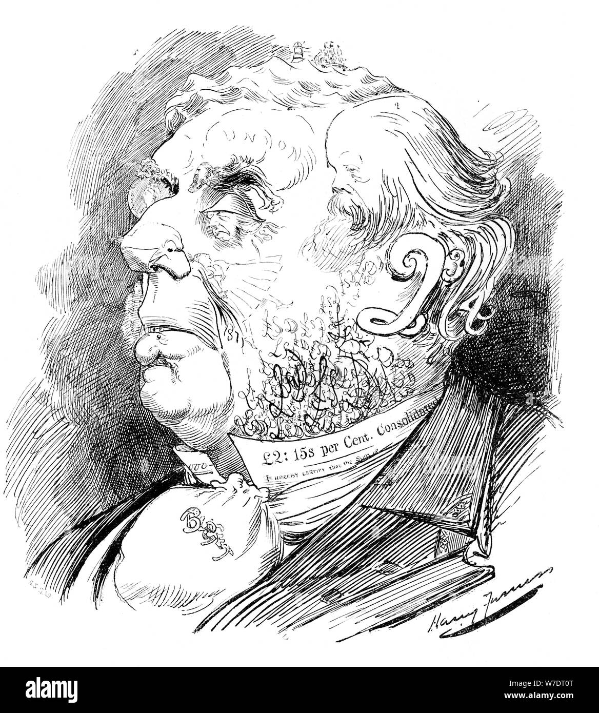 Testa di puzzle raffiguranti politico britannico George Goschen Joachim, dal punzone, 1899. Artista: sconosciuto Foto Stock