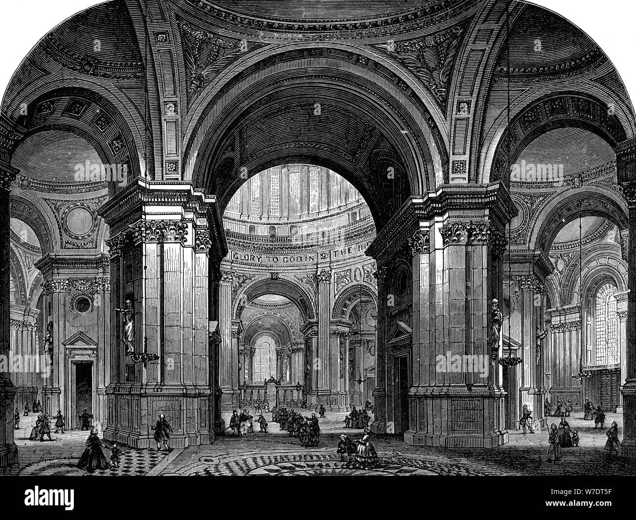 Interno della cattedrale di St Paul, Londra, secondo progetto, xvii secolo (1882). Artista: sconosciuto Foto Stock