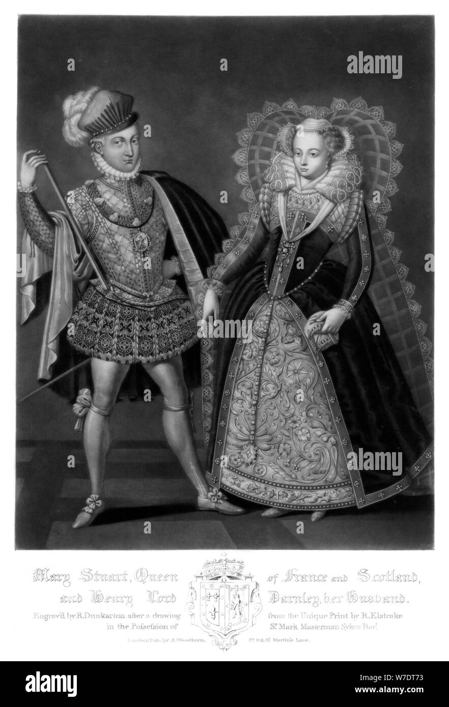 'Mary Stuart, regina di Francia e della Scozia e da Henry Darnley Signore, suo marito", (1816).Artista: Robert Dunkarton Foto Stock