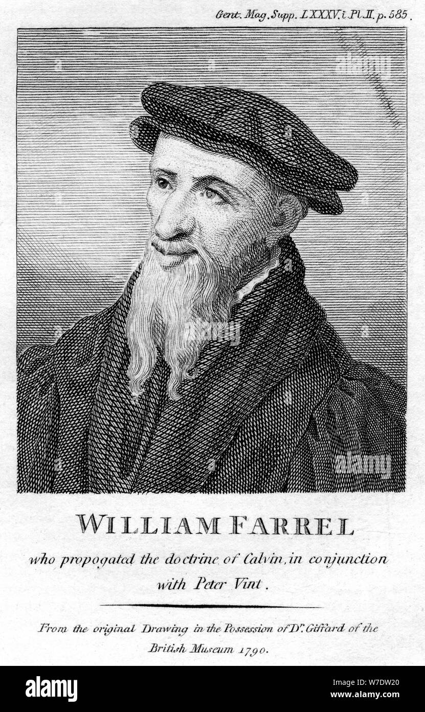 William Farel, XVI secolo francese evangelista. Artista: sconosciuto Foto Stock