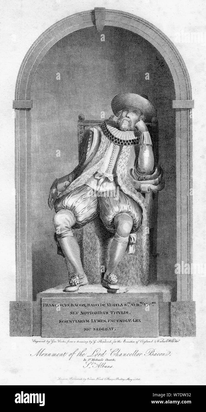 Un monumento di Sir Francis Bacon, la chiesa di San Michele, St Albans, Hertfordshire, 1806.Artista: G Cooke Foto Stock