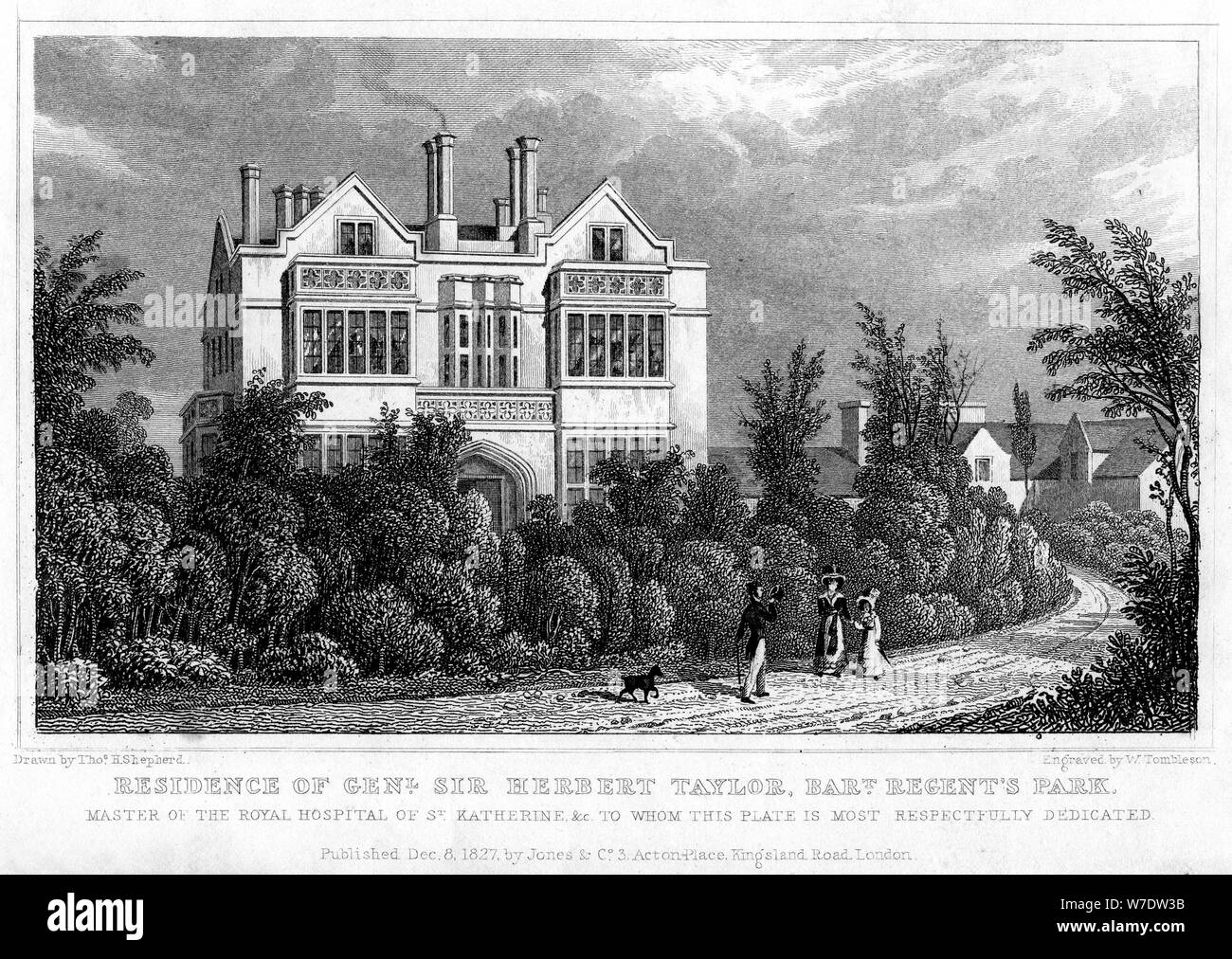 Residenza del generale Sir Herbert Taylor, Baronet, Regent's Park, Londra, 1827.Artista: William Tombleson Foto Stock