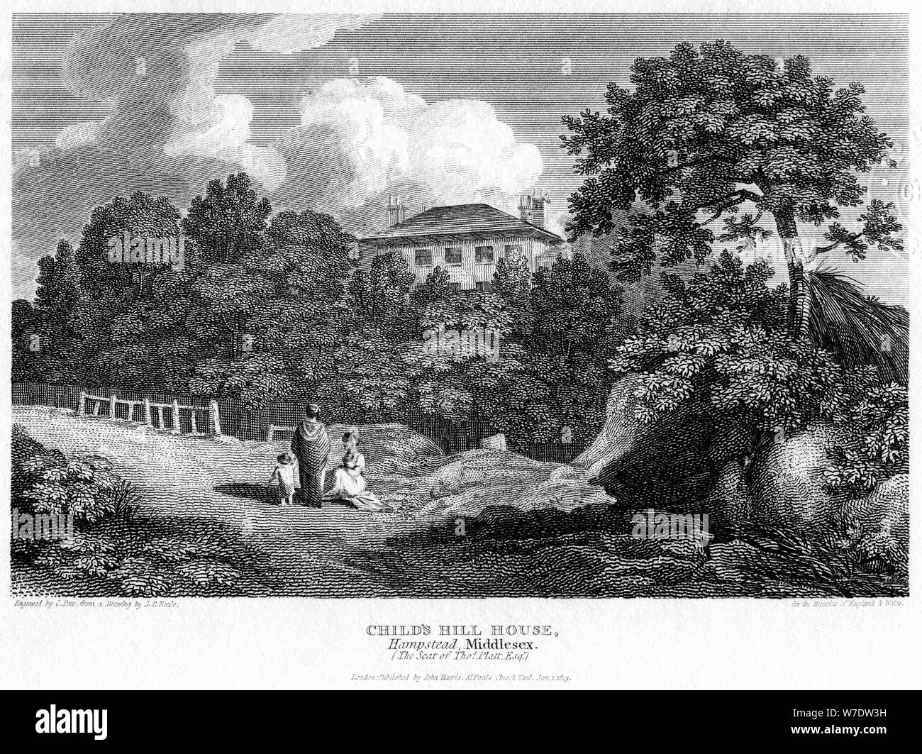 Bambino's Hill House, Hampstead, London, 1813.Artista: C Pote Foto Stock