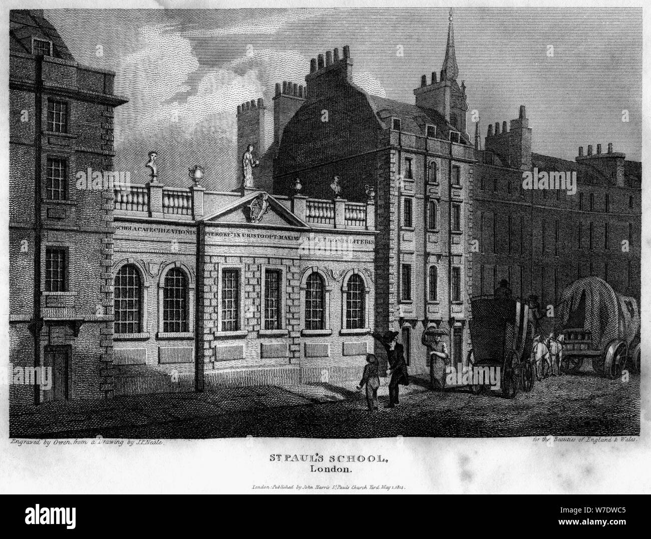 San Paolo Scuola, City of London, 1814.Artista: Owen Foto Stock