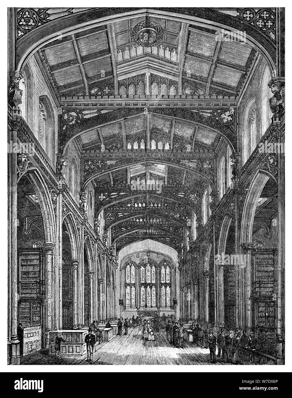 Interno della biblioteca, Guildhall, città di Londra, 1886. Artista: sconosciuto Foto Stock