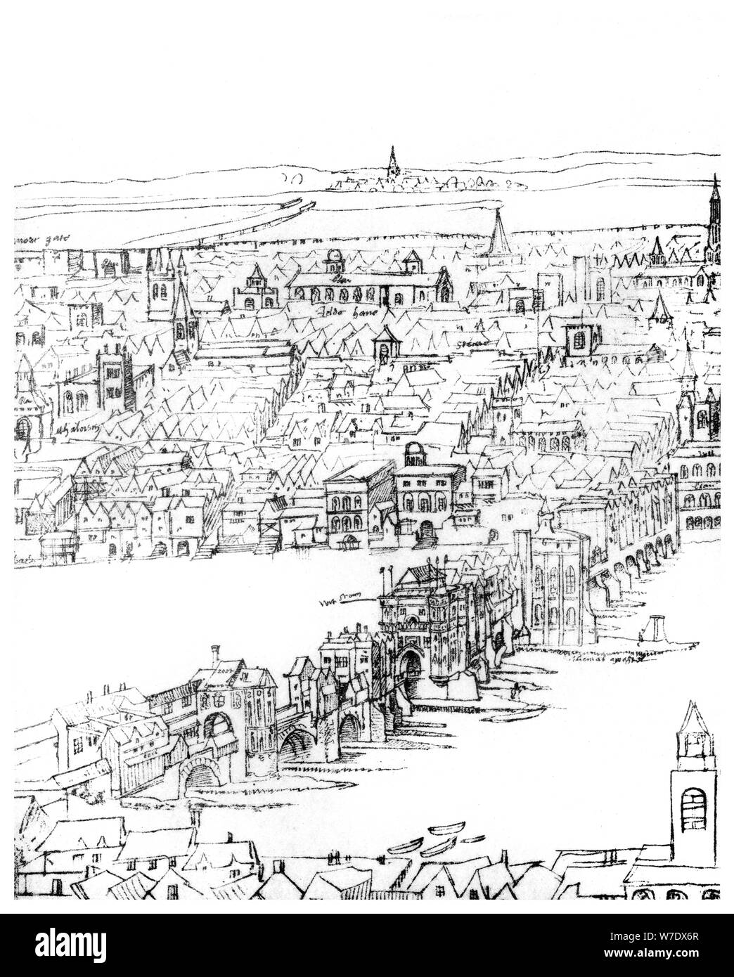 Vista di Londra, XVI secolo (1886). Artista: sconosciuto Foto Stock