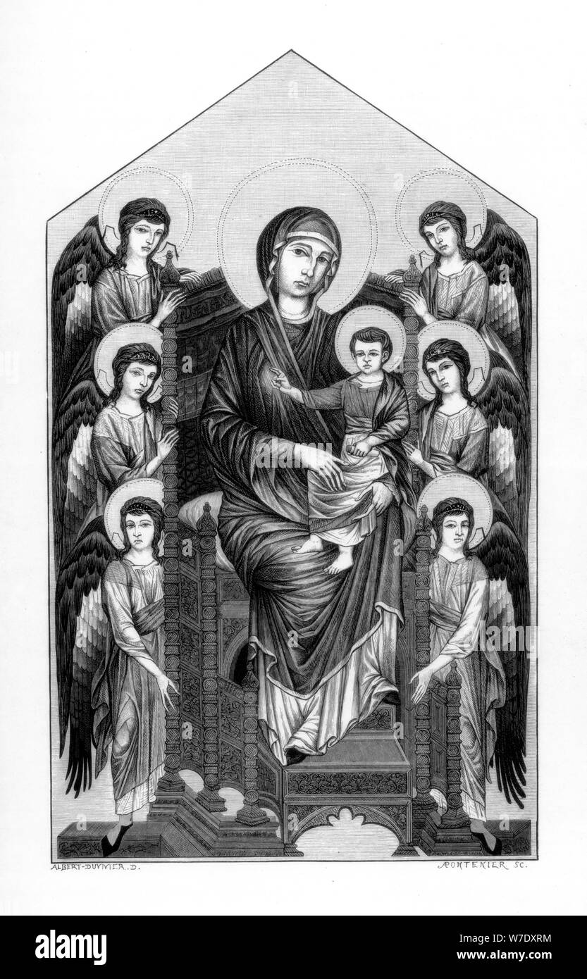 " Vergine in trono con gli angeli", 1290-1295 (1870). Artista: Apontenier Foto Stock