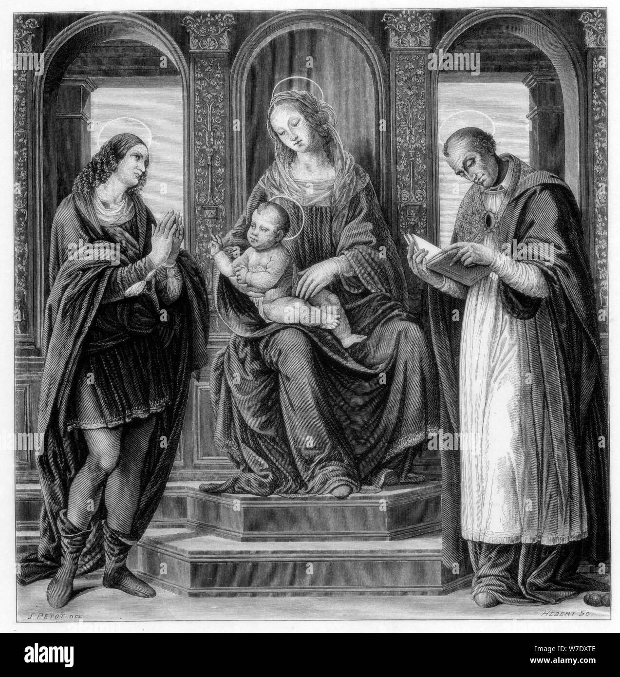 "La Vergine con il Bambino e San Giuliano e San Nicola di Myra', 1490-1492 (1870).Artista: Hebert Foto Stock