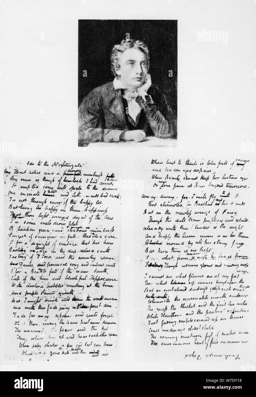 John Keats, poeta inglese e la sua Ode a un Usignolo, 1819 (1958). Artista: sconosciuto Foto Stock