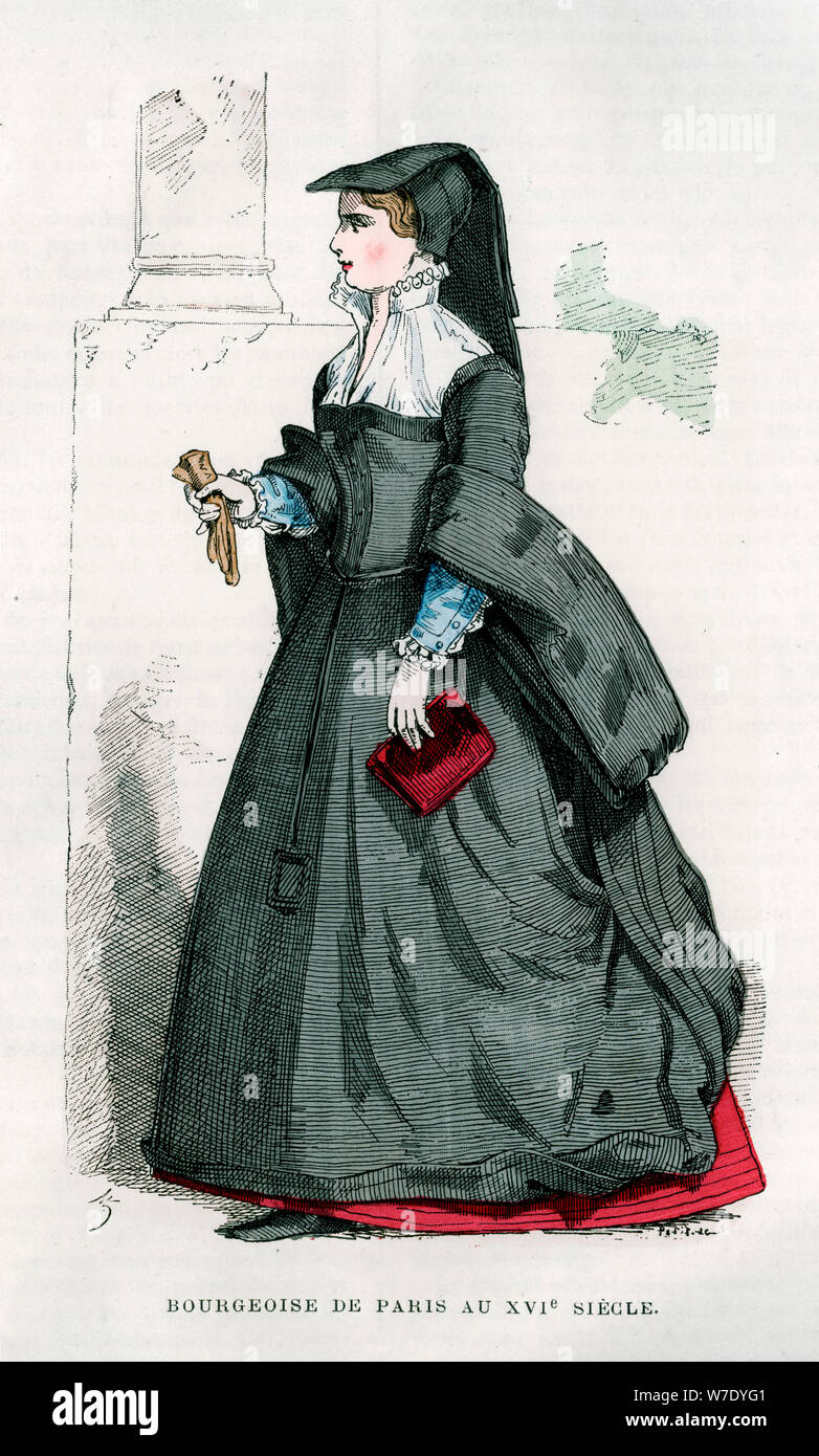 Bourgeoise di Parigi XVI secolo (1882-1884). Artista: Petit Foto Stock