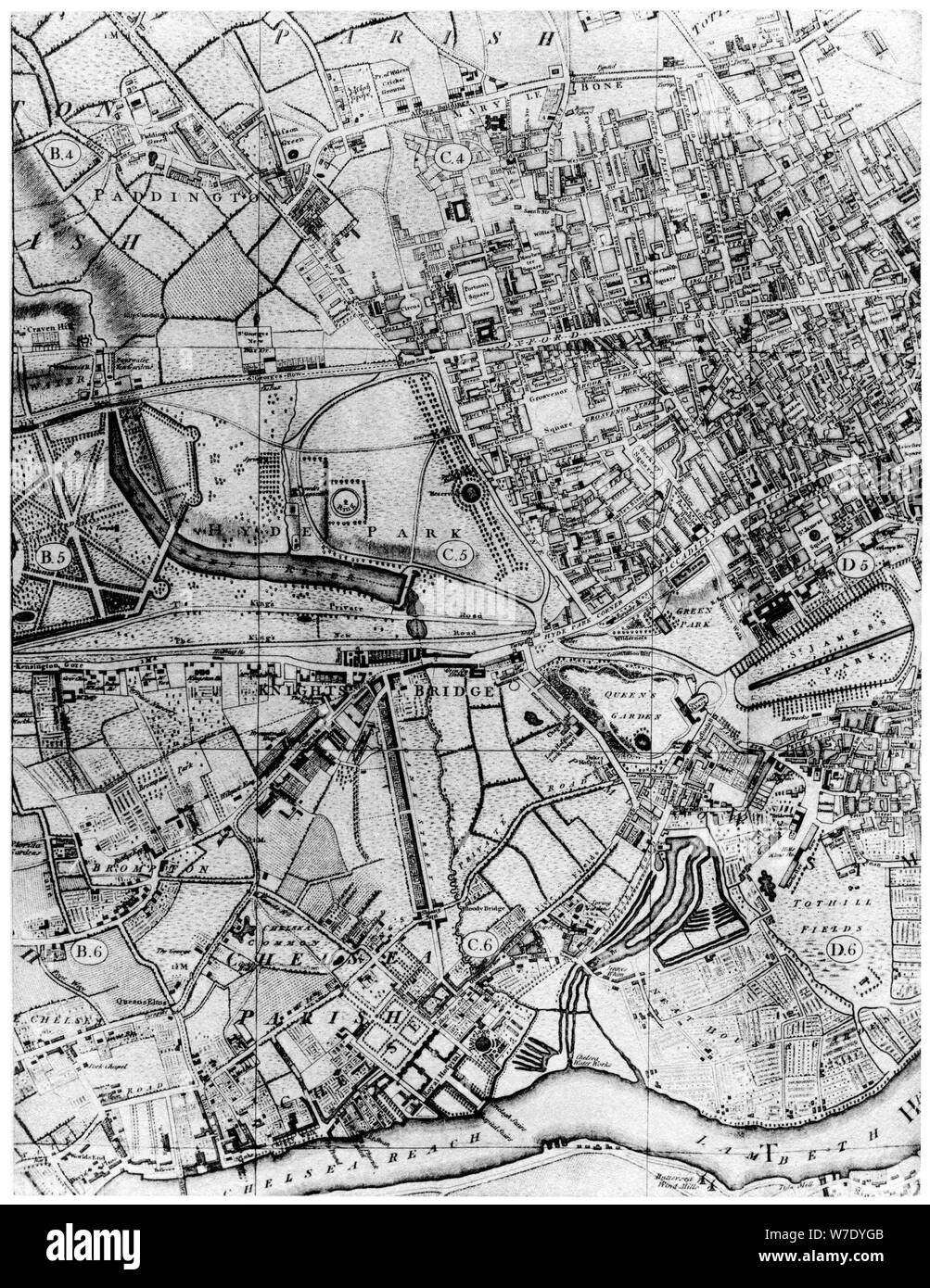 Pianta della parrocchia di St George, Hanover Square, Londra, 1907. Artista: sconosciuto Foto Stock