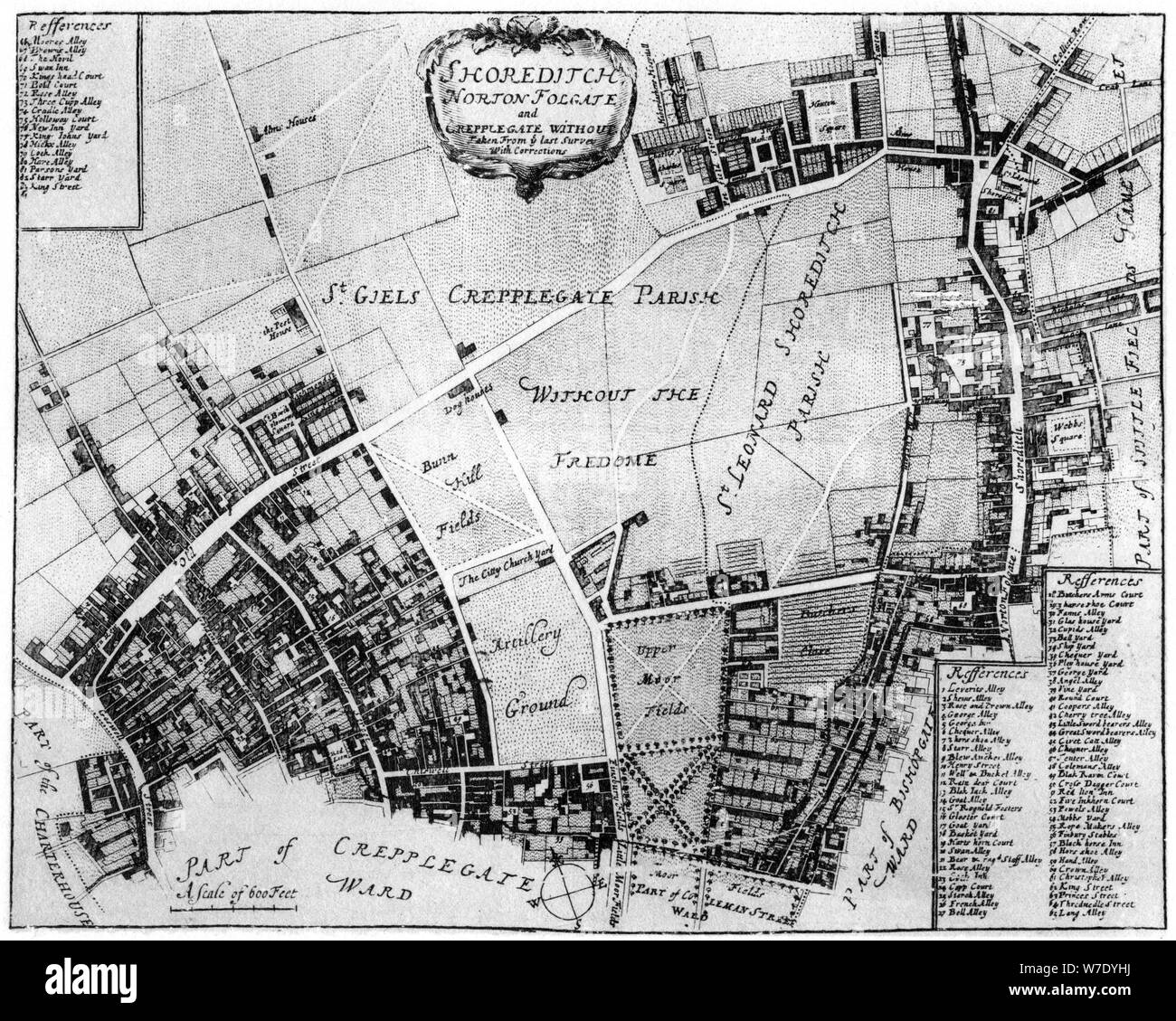 Mappa di Shoreditch, Norton Folgate e Cripplegate, (1907). Artista: sconosciuto Foto Stock