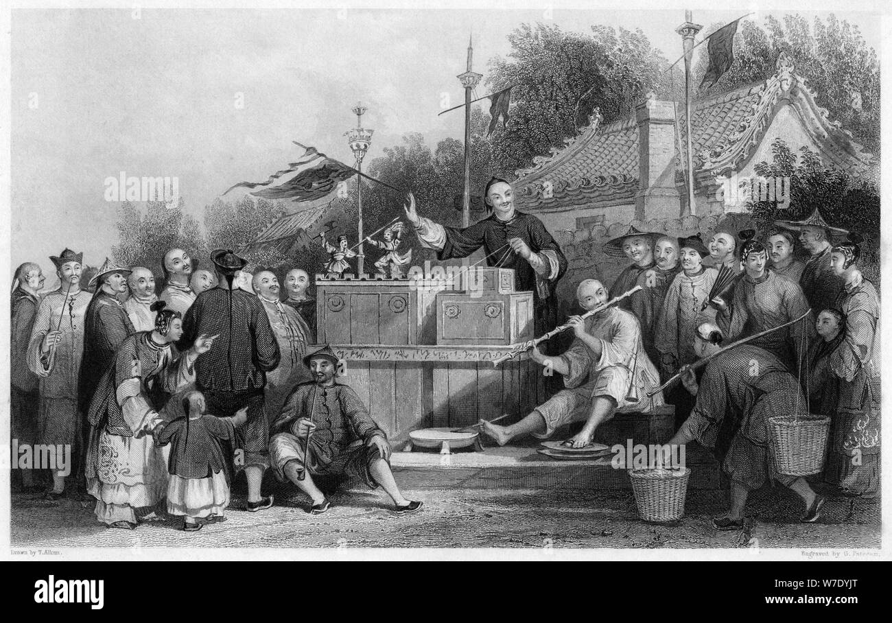 "Raree mostra al lin-sin-choo', Cina, c1843.Artista: G Paterson Foto Stock