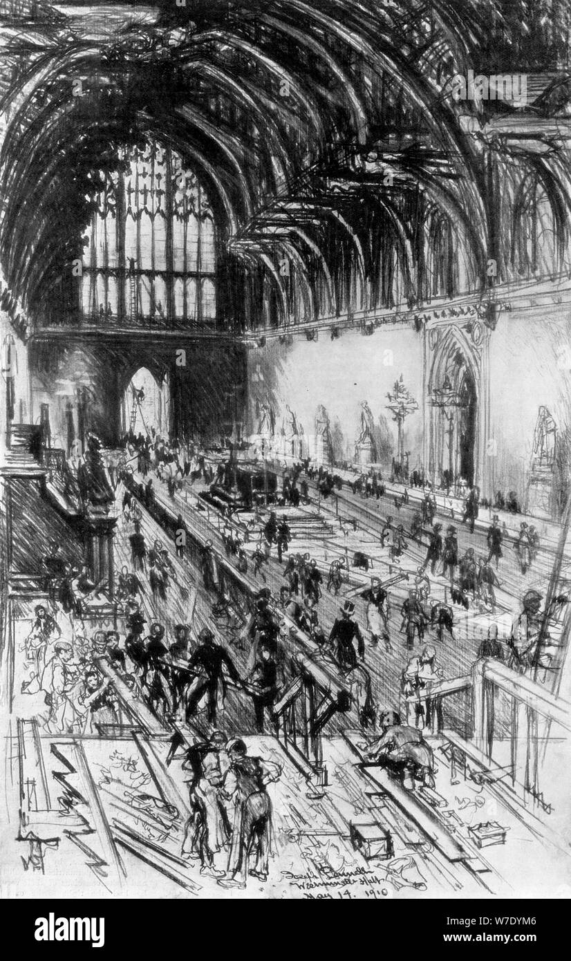 "Gli operai in possesso", Westminster Hall di Londra, 1910.Artista: Joseph Pennell Foto Stock