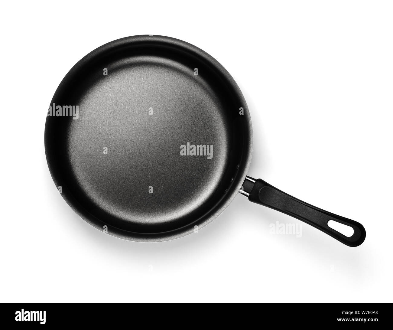 Vista superiore del nuovo vuoto nonstick padella isolato su bianco Foto Stock