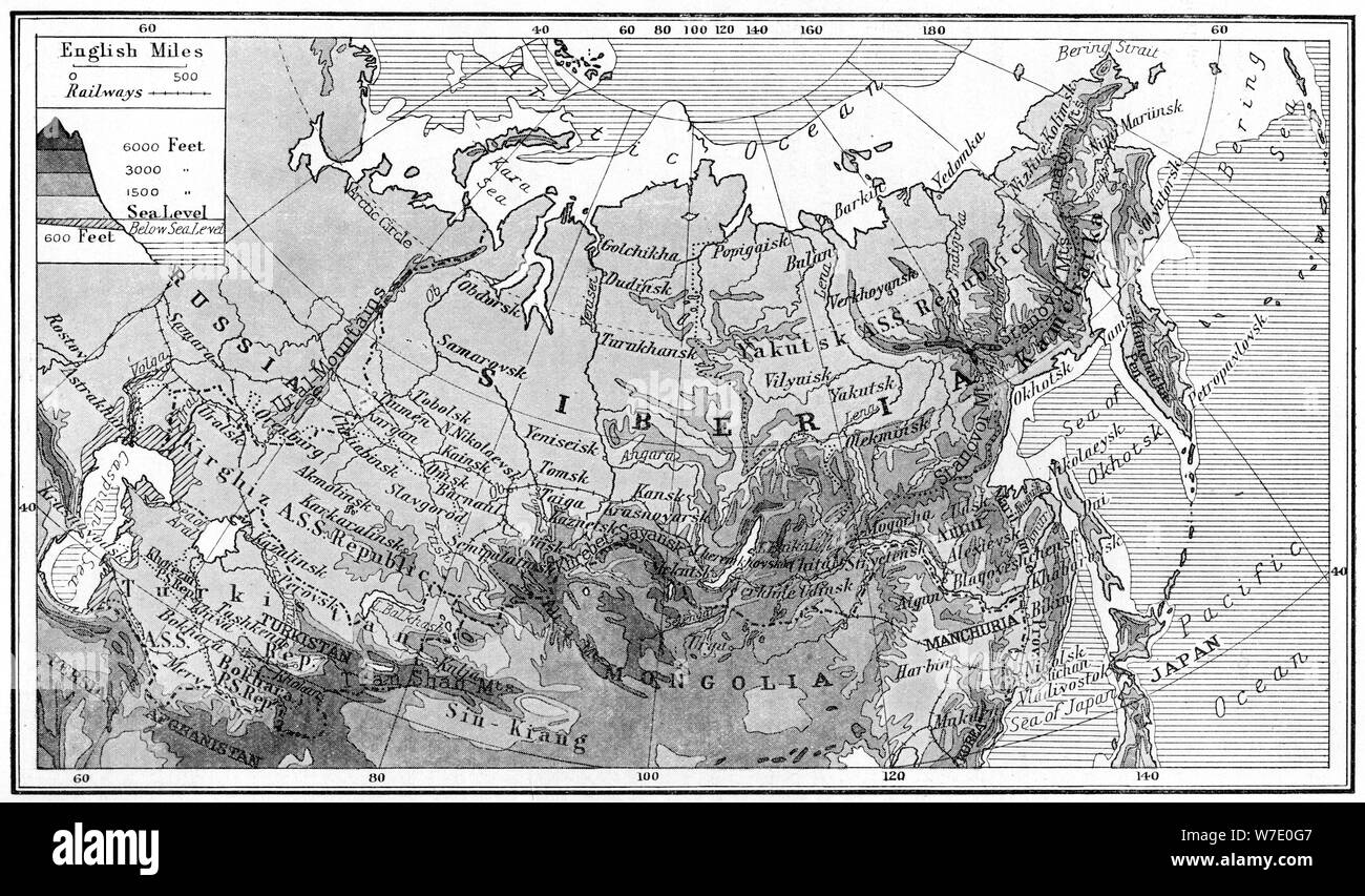 Mappa della Siberia, c1923. Artista: sconosciuto Foto Stock